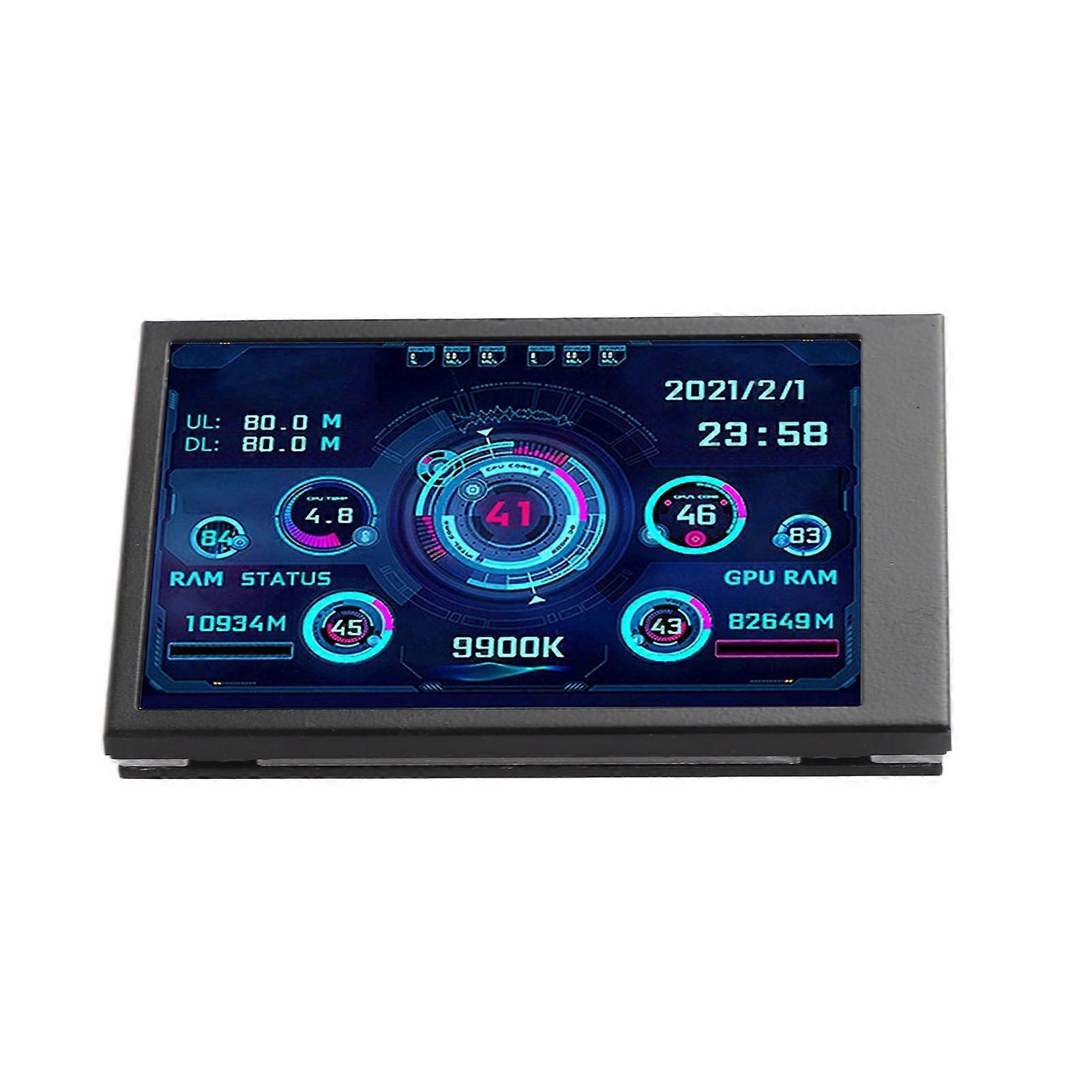 3.5in Computer Temp Monitor IPS Full View Display Small Screen for AIDA64 PC CPU RAM Hard Disk Data Monitor Black