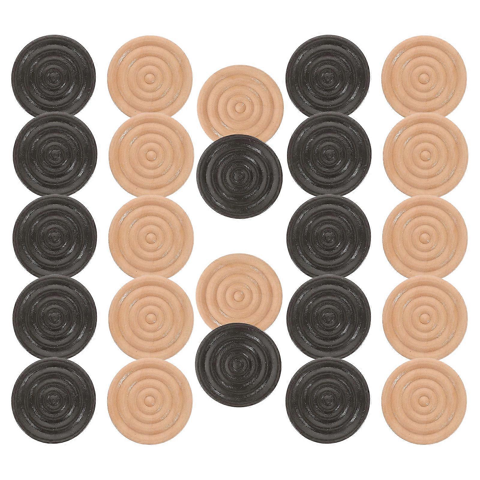 Wooden Checkers Pieces for Board Game 120Pcs Round Threaded Chess Set