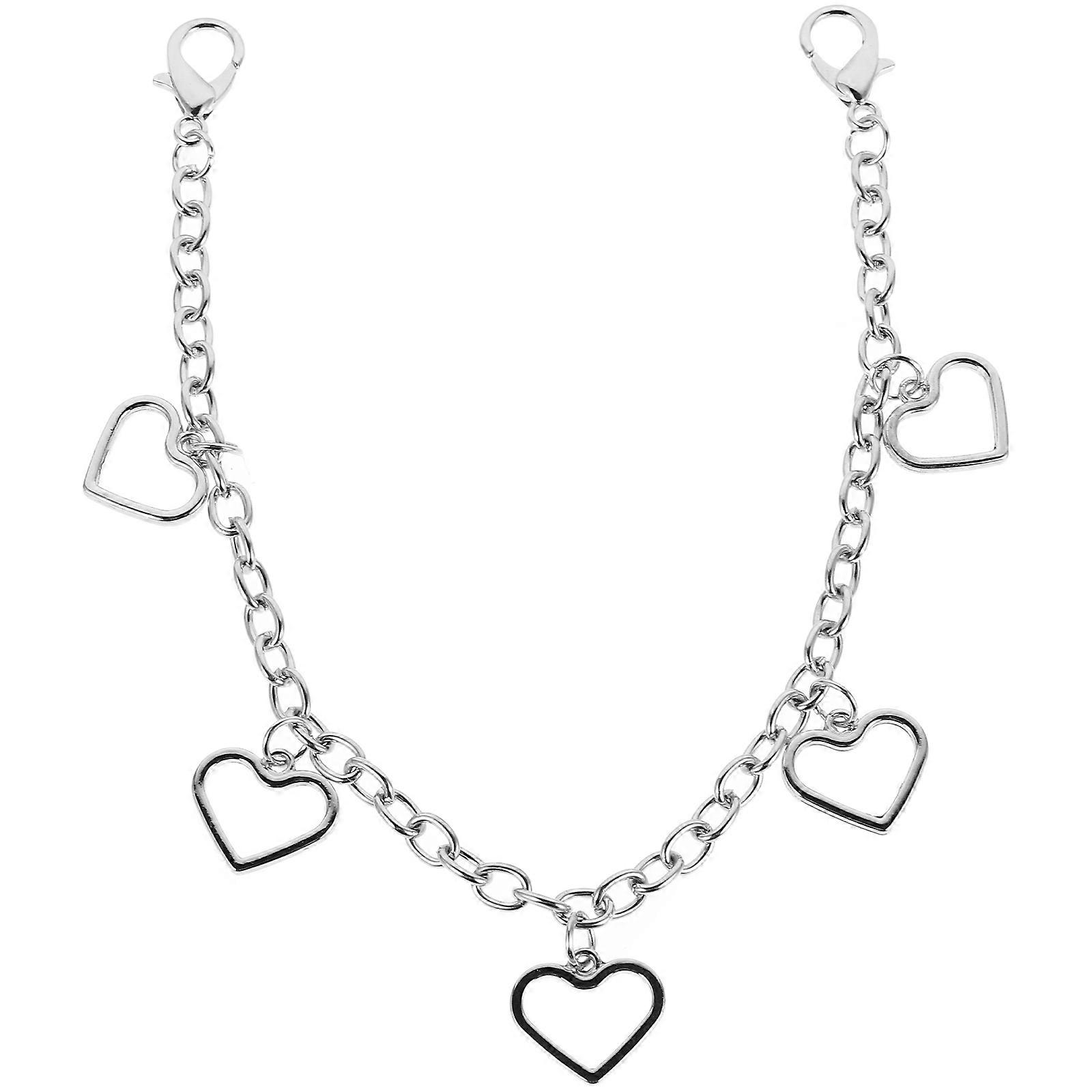 Chain Heart Necklace Adjustable Shoe Chain for Boots with Pendant