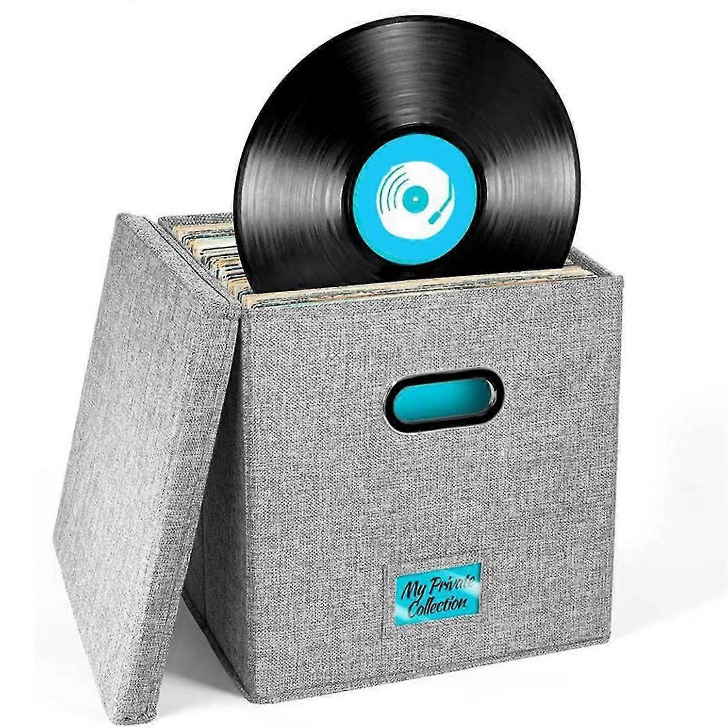 Vinyl Record Storage Box with Lid and Handles, LP Record Organizer, Stylish Home Decor, Protective A