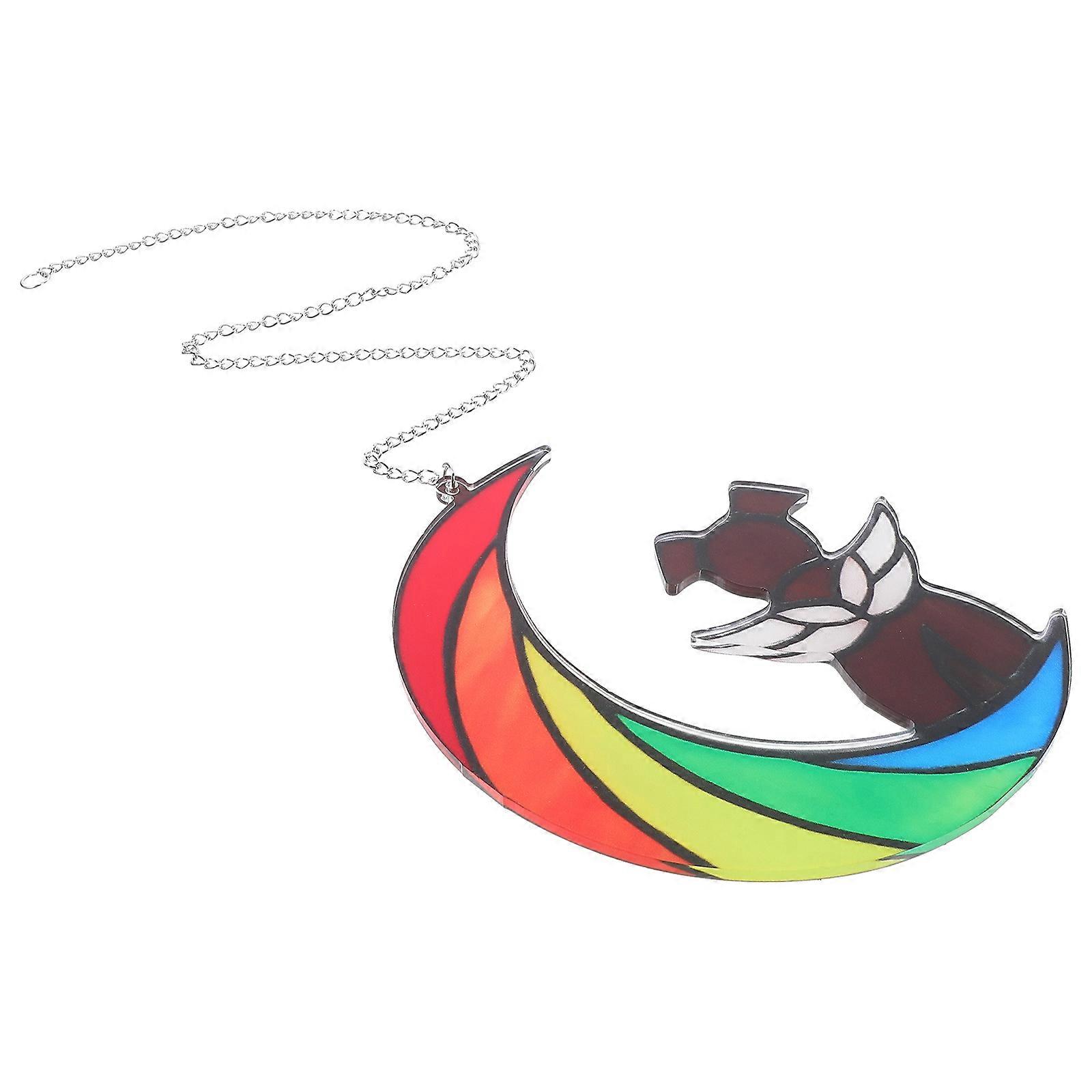 2Pcs Acrylic Dog on Moon Hanging Ornament for Window Decoration