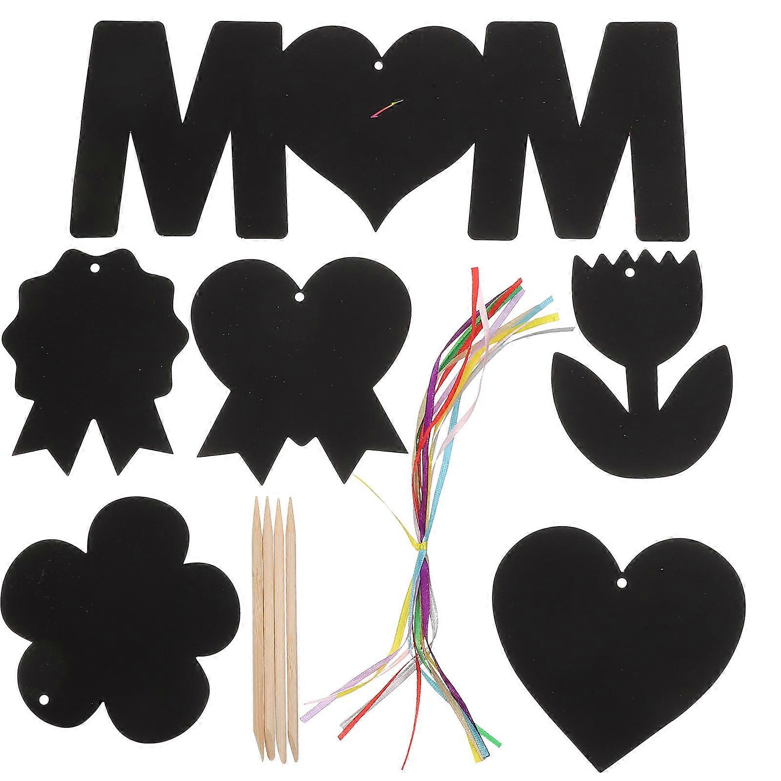 Mother's Day Scratch Paper Art Cards for Playing 3Sets Black Hanging Decorations