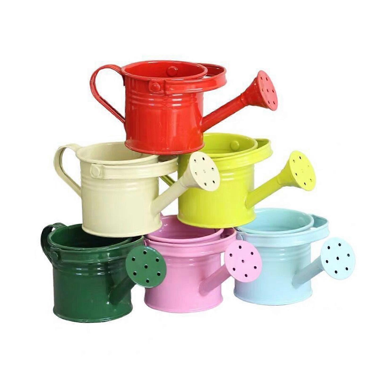 6 Miniature Gardening Cans Multiple Use Water Dispenser Durable Rustproof Balanced Pouring Spout For Patios Flower Beds Multicolor