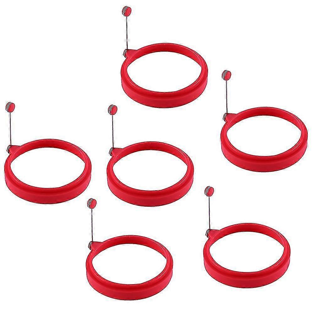 6 قطع سيليكون حلقة البيض، حلقات البيض غير عصا، حلقات طبخ البيض، قالب البيض المقلي أو حلقات فطيرة غير لاصقة العفن حلقة جولة