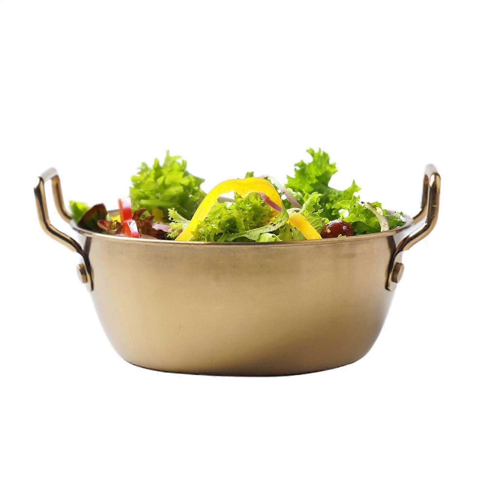 Stainless Steel Bowls MultiPurpose DoubleHandle Gold Finish, 13 Cm Mango Container For Instant Noodles And Snacks