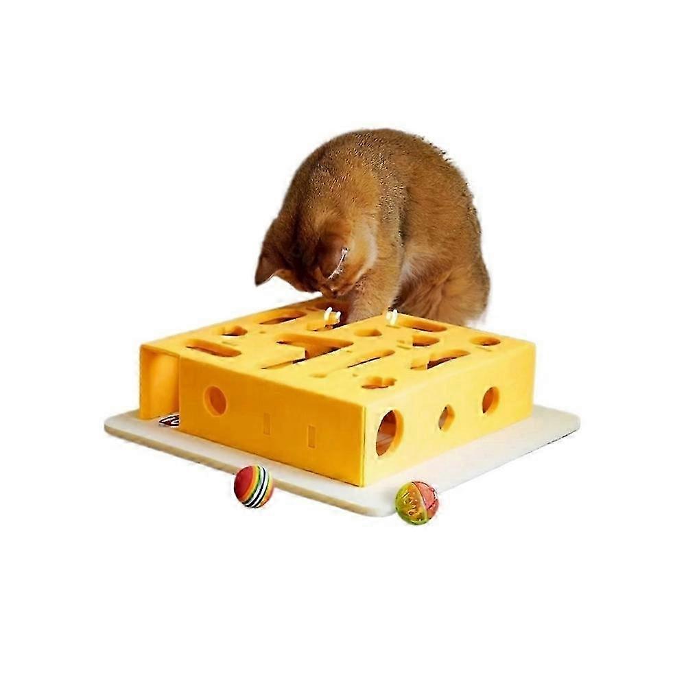 Cat Intelligence Maze Box, Interactive Cat Toys With Bell Rainbow Balls