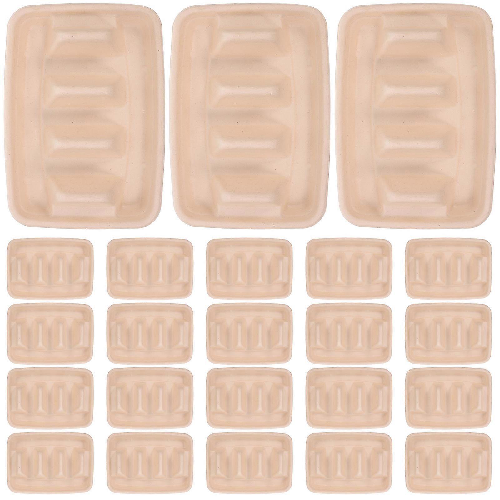 Taco Serving Plate 25Pcs Ideal For Parties Ensuring Convenient Carrying With Rectangular Shape In Beige Color 22.60X15.30X2.10CM