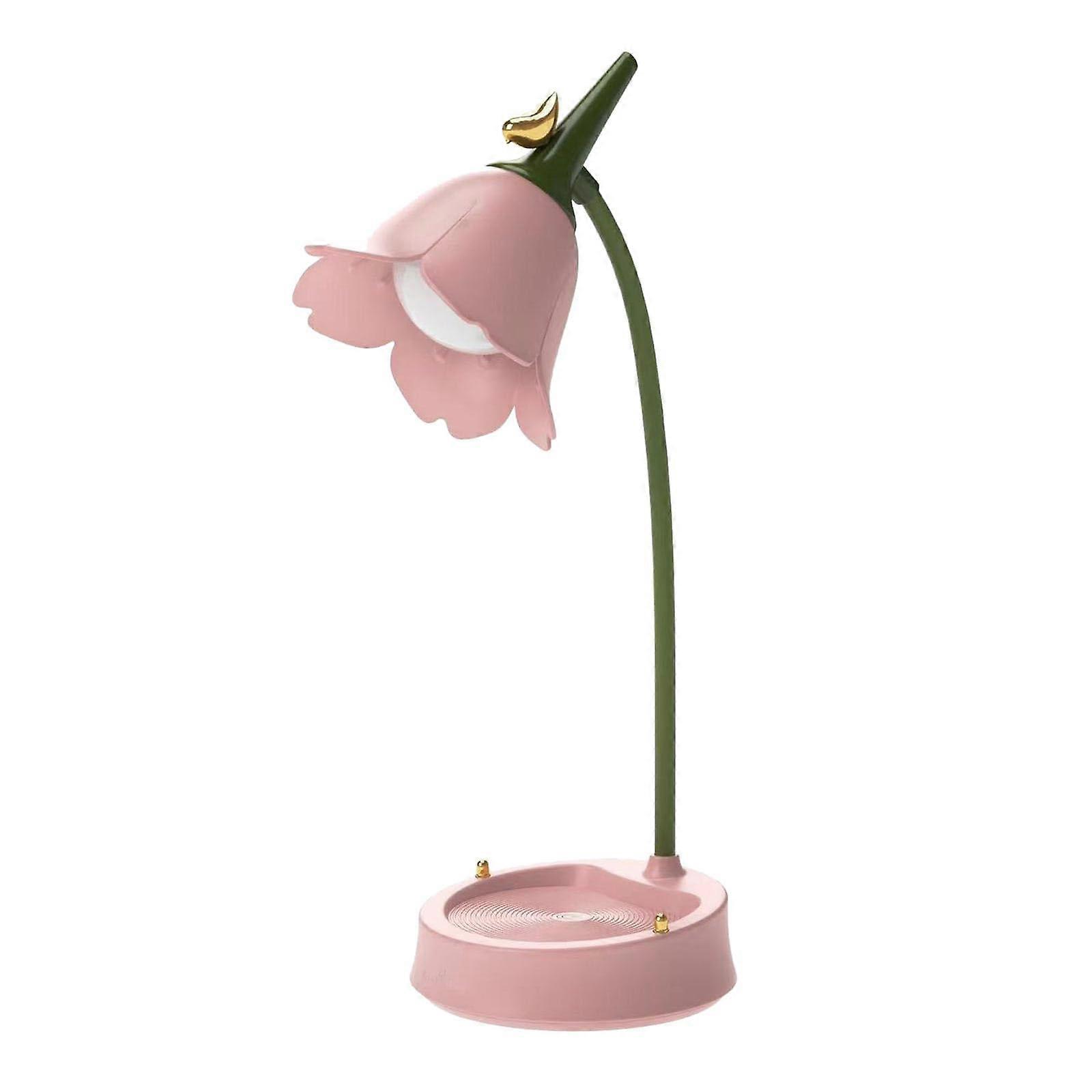 Flower LED Desk Lamp for Student Bedroom, USB-Powered Pink Lighting, Adjustable Table Light with Lampshade, One Size