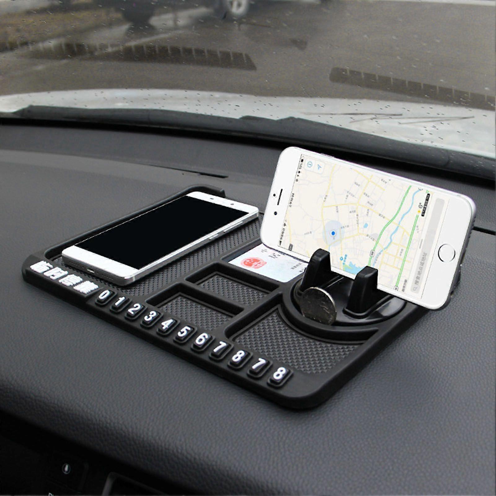Universal Car Nonslip Pad Multifunction Parking Number Card Auto Phone Holder Mat for Dashboard Black
