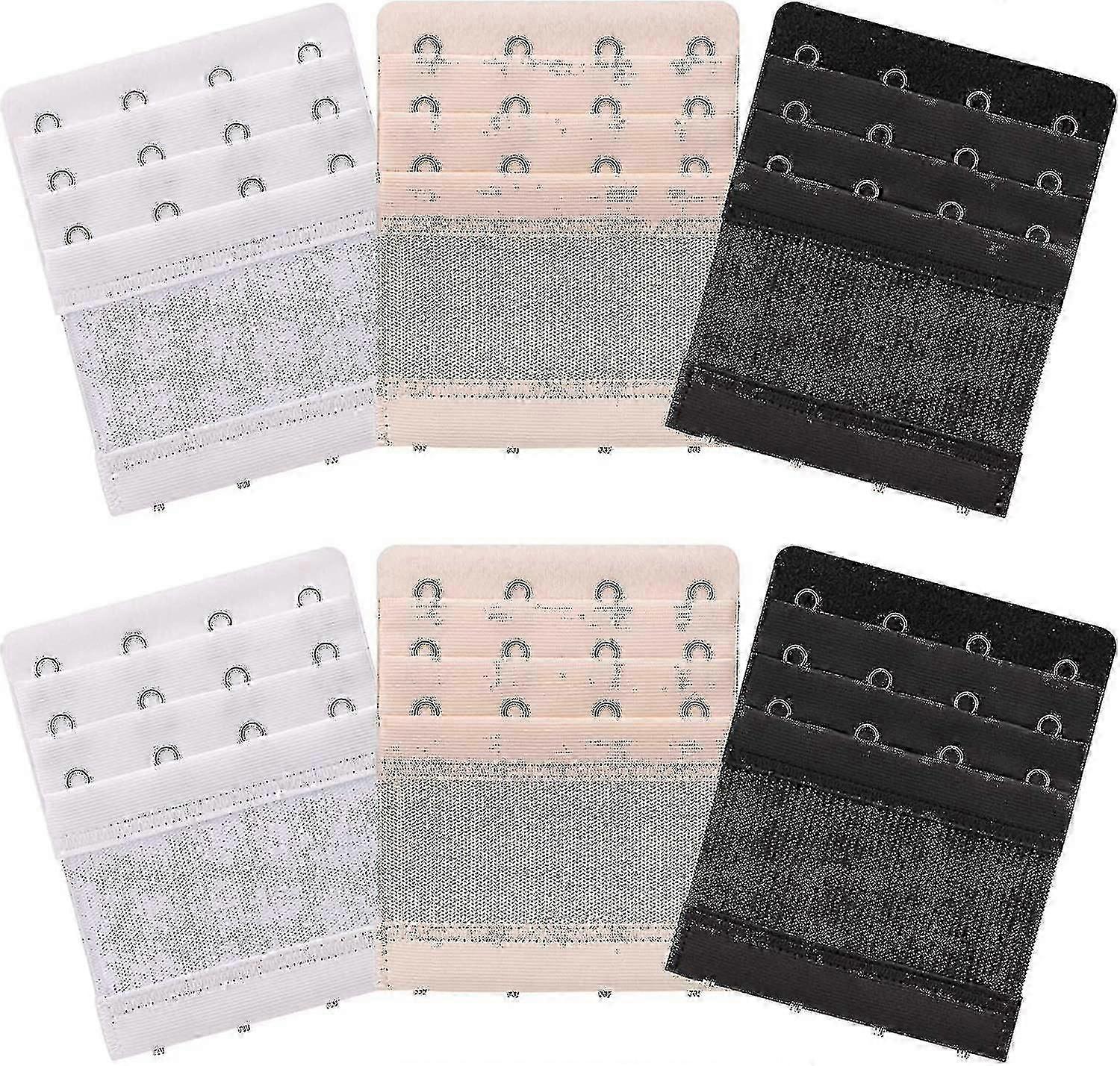6 Pieces Women's Soft Comfortable Elastic Bra Extenders Bra Extension Strap 4 Hook 3 Row Lady's Bra Extender Bra Band