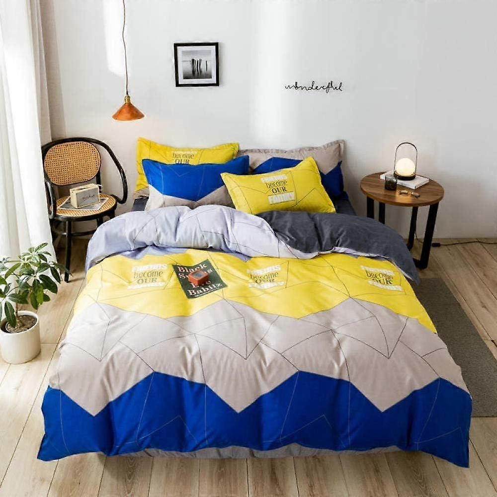 s164 Single Duvet Covers Simple Colorful Geometric Stripes Three Pieces 3D Printed Bedding Set, Ultra Soft Hypoallergenic Microfiber Quilt Cover Set W