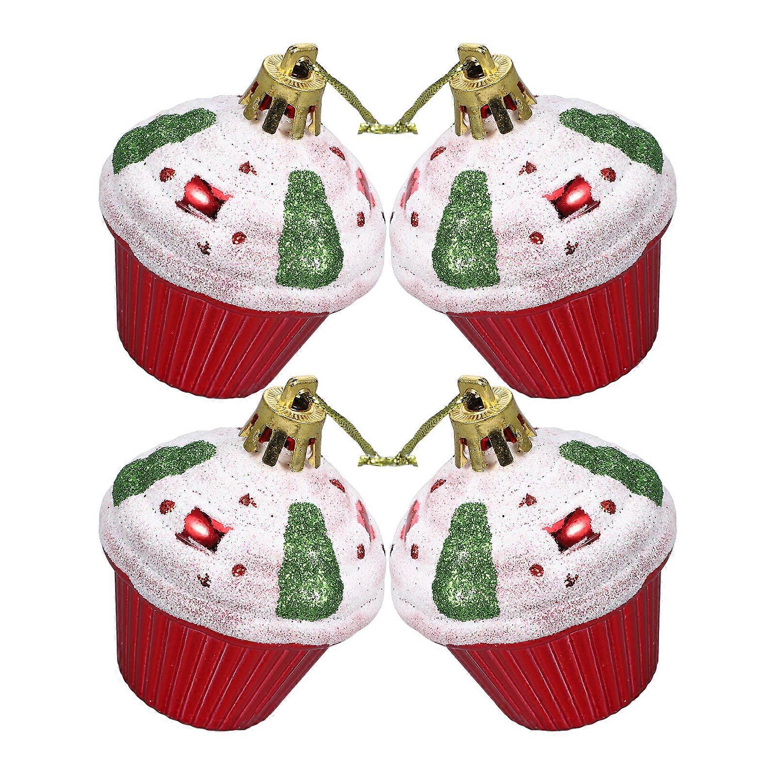 Xmas Tree Hanging Decor for Holiday Use 12Pcs Red Cake Shape Pendants