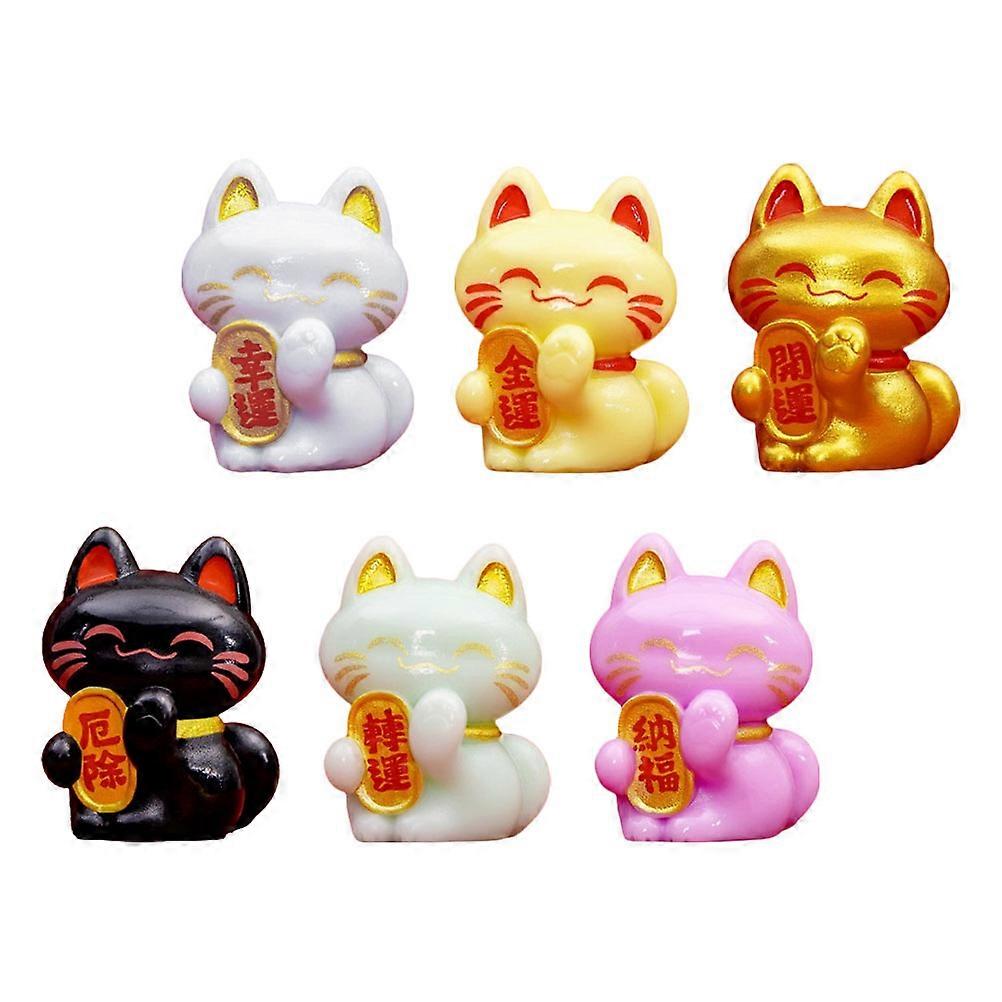 Mini Lucky Cat Resin Figurines for Home Decor 18Pcs Assorted Colors