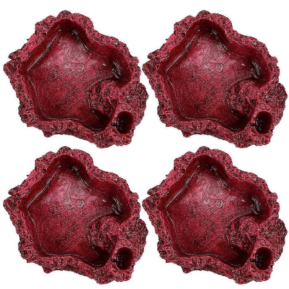 Resin Tortoise Water Bowl Feeding Dish for Reptile Use 20Pcs Dark Red