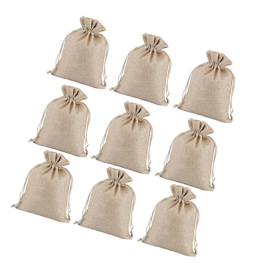 Beige Linen Drawstring Bag for Jewelry Storage Pouch 15Pcs Breathable