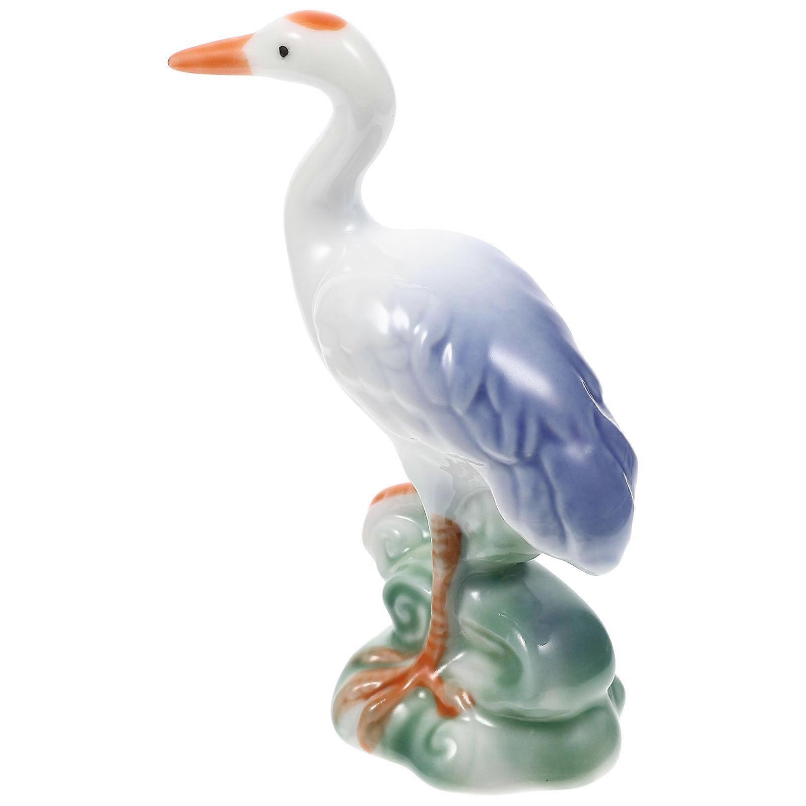 Small Ceramic Crane Figurine for Desktop Decoration 5Pcs Assorted Colors