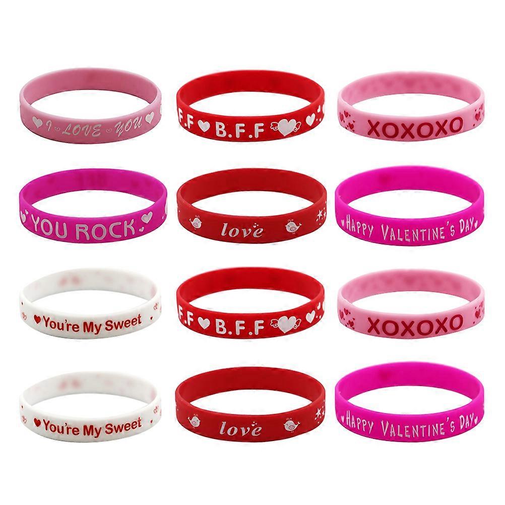 Assorted Color Valentine's Day Bracelet for Party Decoration 24Pcs Wristbands