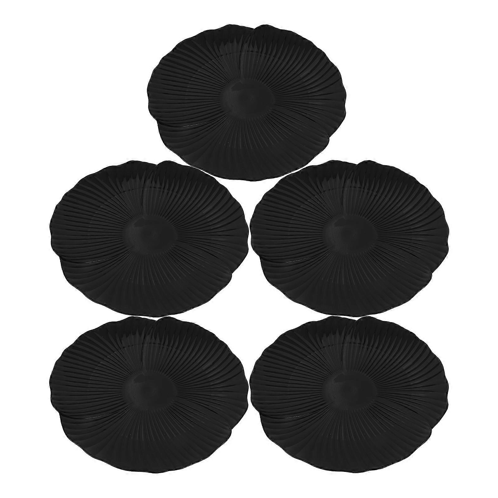 Black Petal-Shaped Plate Set for Serving Steak 5Pcs Dinnerware