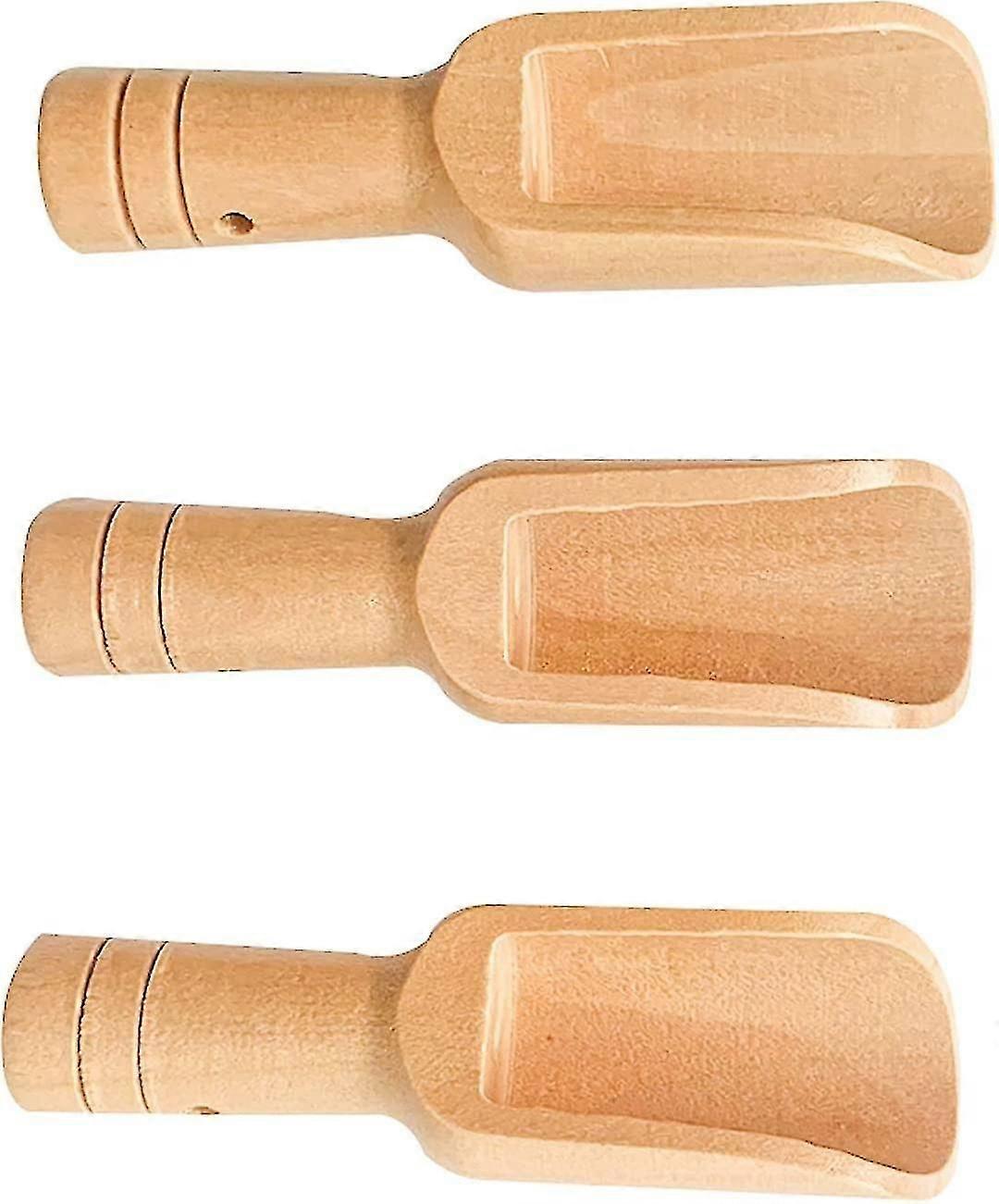 مغرفة ملح خشبية صغيرة ، ملاعق ملح حمام صغيرة ، ملعقة خشبية طبيعية لتحبل العسل والسكر والآيس كريم والشاي (3 قطع) تيوان