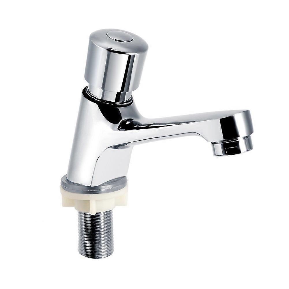 Bathroom Sink Taps Chrome Plated SelfClosing WaterSaving TimeDelay Basin Faucet for Public Restrooms