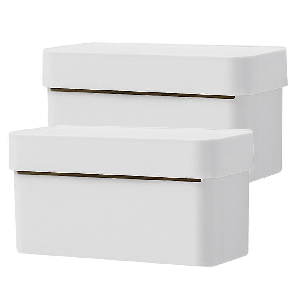 Rectangular Garbage Bag Organizer Suitable For Kitchen And Bathroom In White 14.5X6.5Cm 4Pcs