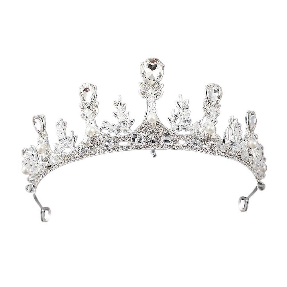 Crystal Tiara Silver Rhinestone Crown for Wedding Decoration 2Pcs