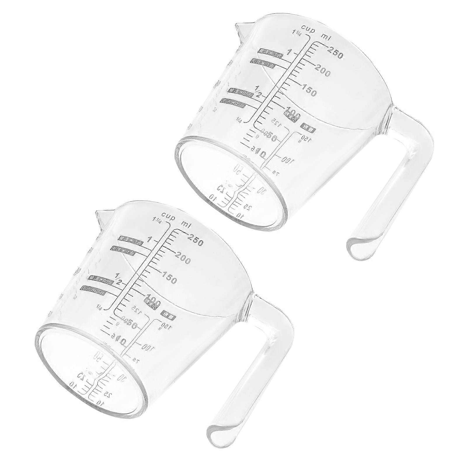 Transparent Measuring Cups Cauldron Measuring Cups Material for Cooking Measure Cup 250ML Assorted Color Wide Mouth 2Set