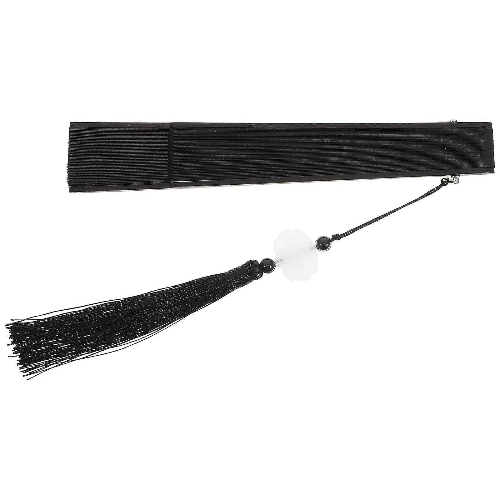 Vintage Traditional Folding Fan Suitable For Performance And Party Events Made Of Bamboo And Silk Fabric 5Pcs