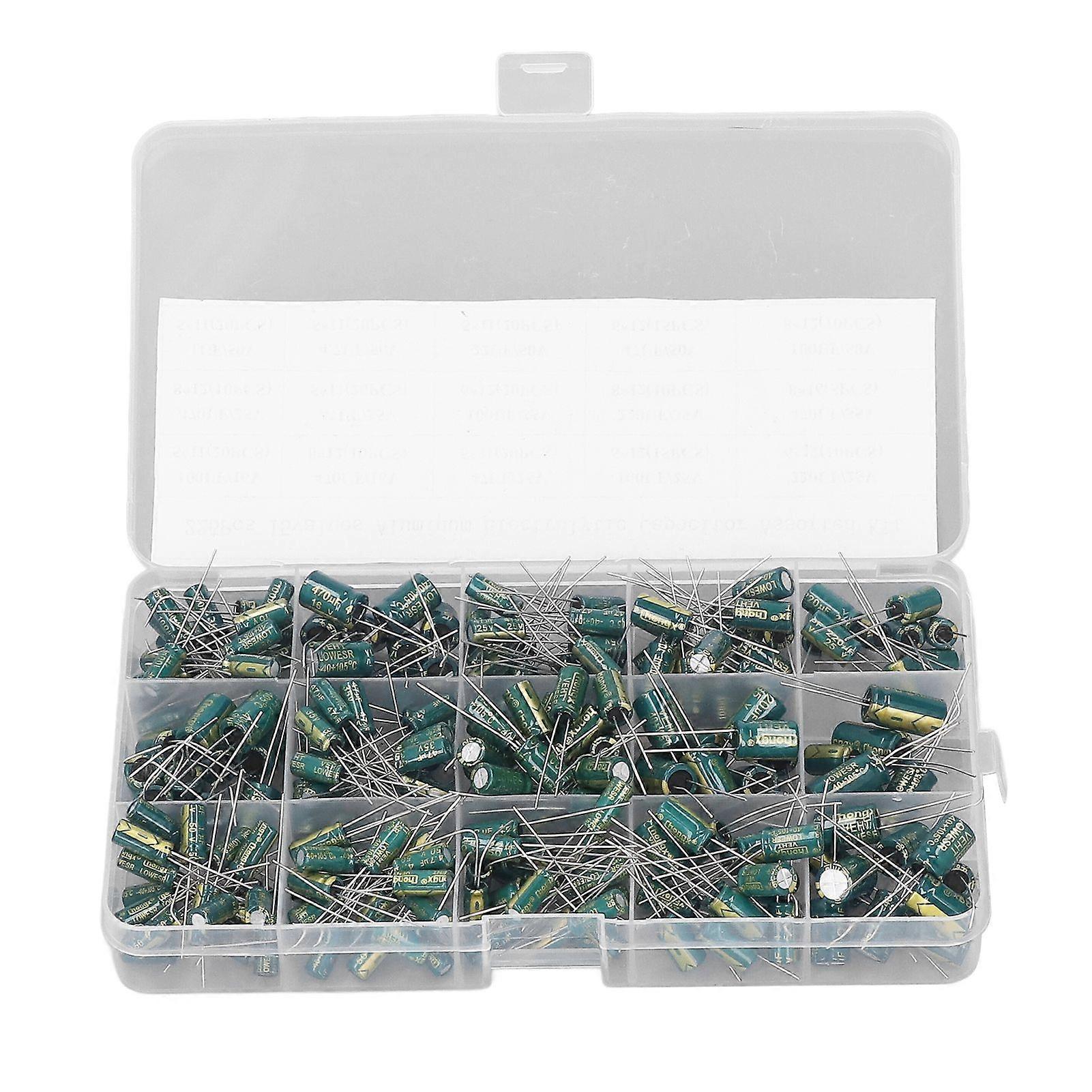 225PCS 15 Values Capacitor Assortment Kit In Line Type Aluminum Electrolytic Capacitors 1650V 1470uF