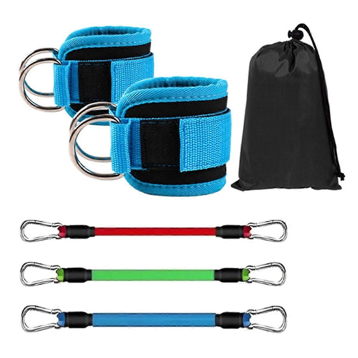 Leg Bounce Rope Training with Elastic Rope Sky-Blue Ankle Bands