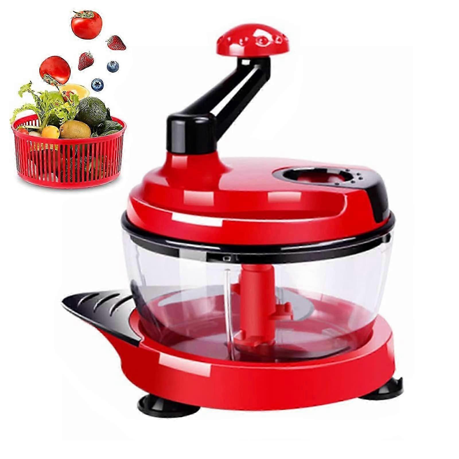 Manual Food Processor Multi-Functional Hand-powered for Vegetables 8 Cup