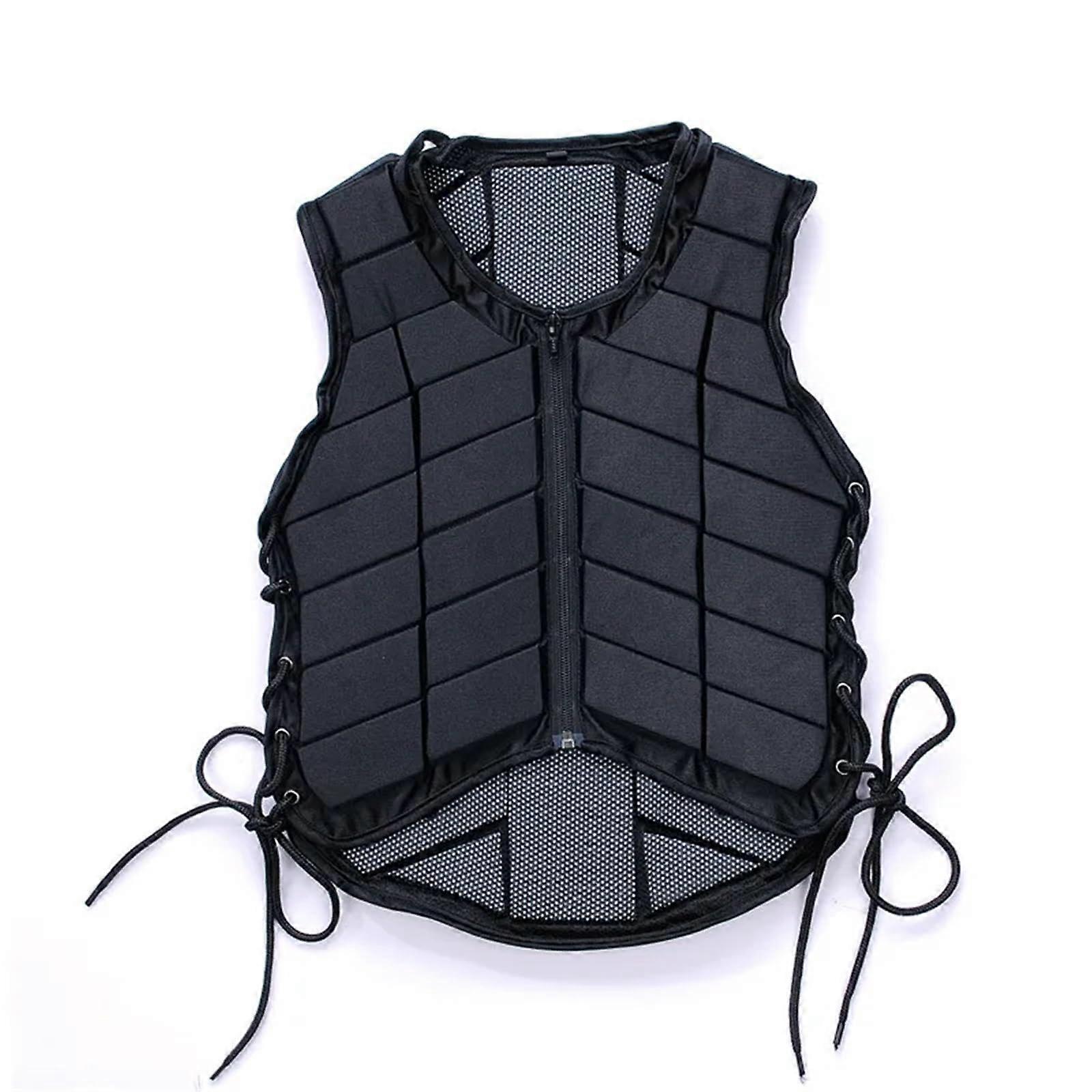 Equestrian Vest EVA Padded Body Protector For Horse Riding Unisex Black Outdoor Waistcoat Size XL