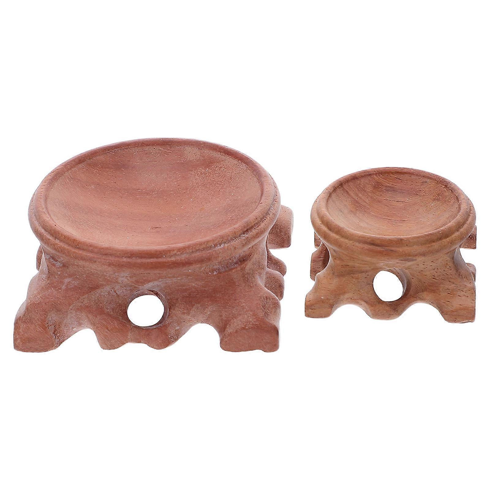 Crystal Sphere Holder Wooden Ball Base for Display 2Pcs