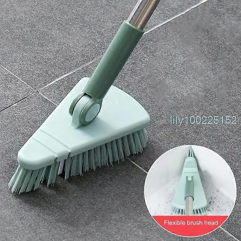 A long handled hard bristled triangular floor brush, bathroom tile gap cleaning brush Triangular floor brush