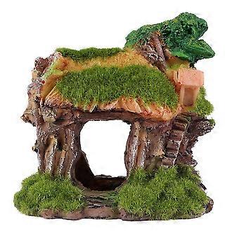 Simulation de petite maison pour aquarium, décoration d'aménagement paysager, cachette, abri pour poissons (coloré)