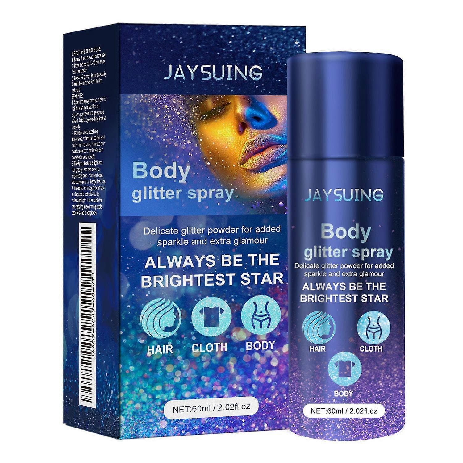 JAYSUING Body Shimmer Spray 60ml Glitter Highlighter for Halloween Parties, Nightclubs &amp; Festiva