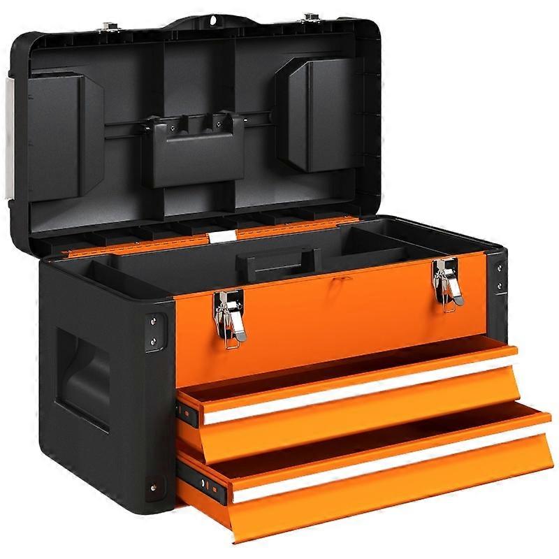 Orange Steel Tool Box Drawer Top Storage Portable Workshop