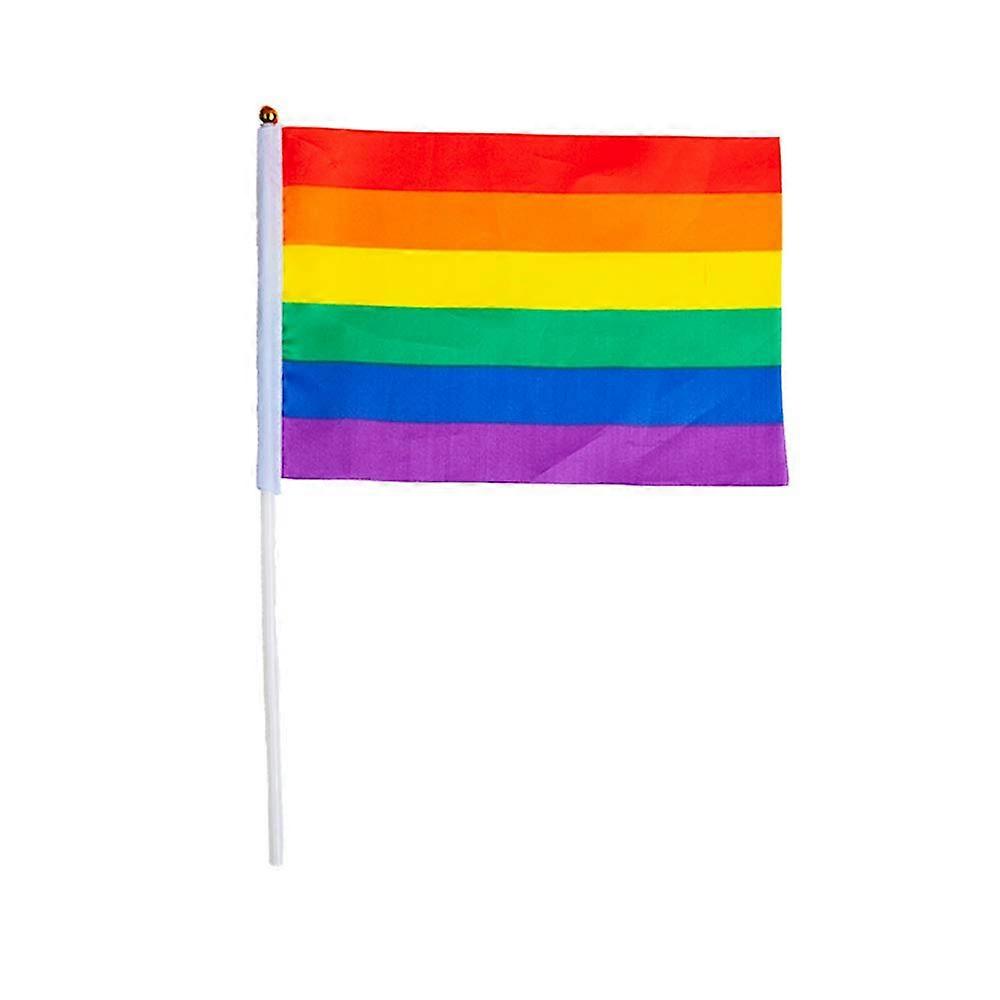 Large Rainbow Flag on stick 45x30cm Colorful Rainbow Flag With Stick Size 45x30 cm