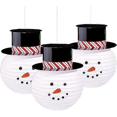 Paper Snowman Christmas Lantern (Pack of 3)