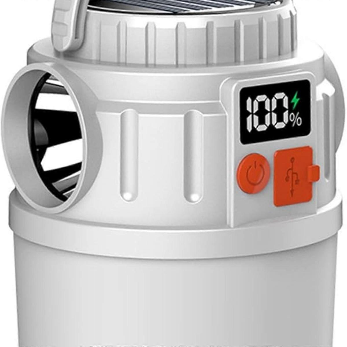 Grundig Solar Camping Light Dual Light Source, 24LED Outdoor Lantern with LCD Display, IP65 Waterproof, Solar/USB Rechargeable for Camping Emergency