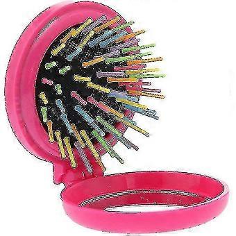 Women's Mini Round Folding Comb With Travel Pop Up Brush 25-26s