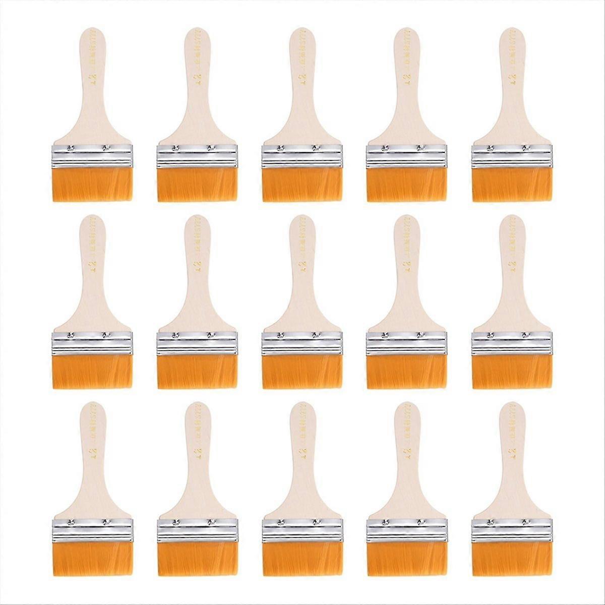 15pcs Paint Brush Flat Wall Paint Brush with Handle 3 Inch