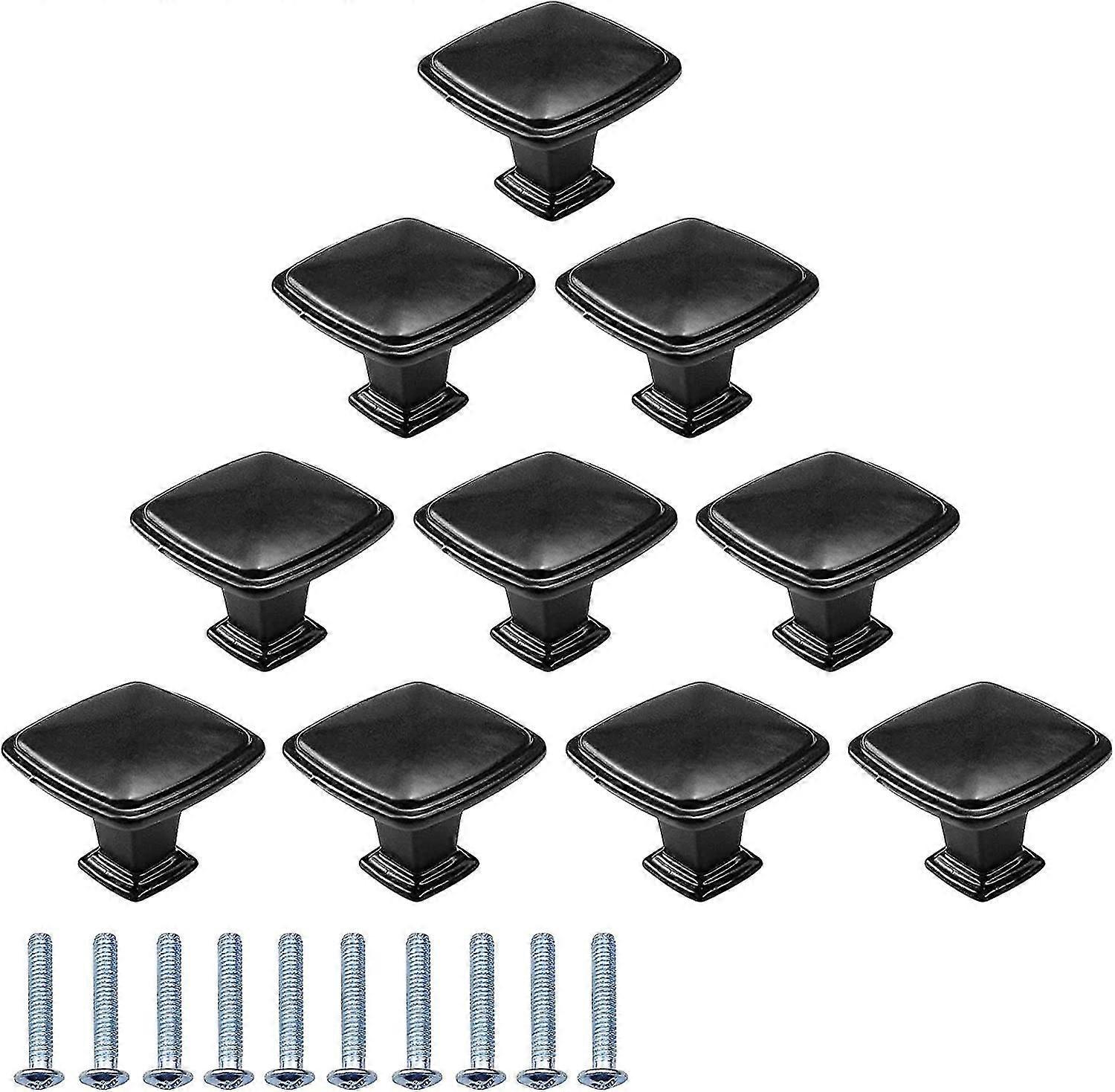 10 Pcs Black Furniture Knob Pull Drawer Door Knobs Square Cabinet Pulls Single Round Hole Drawer Knobs Ki