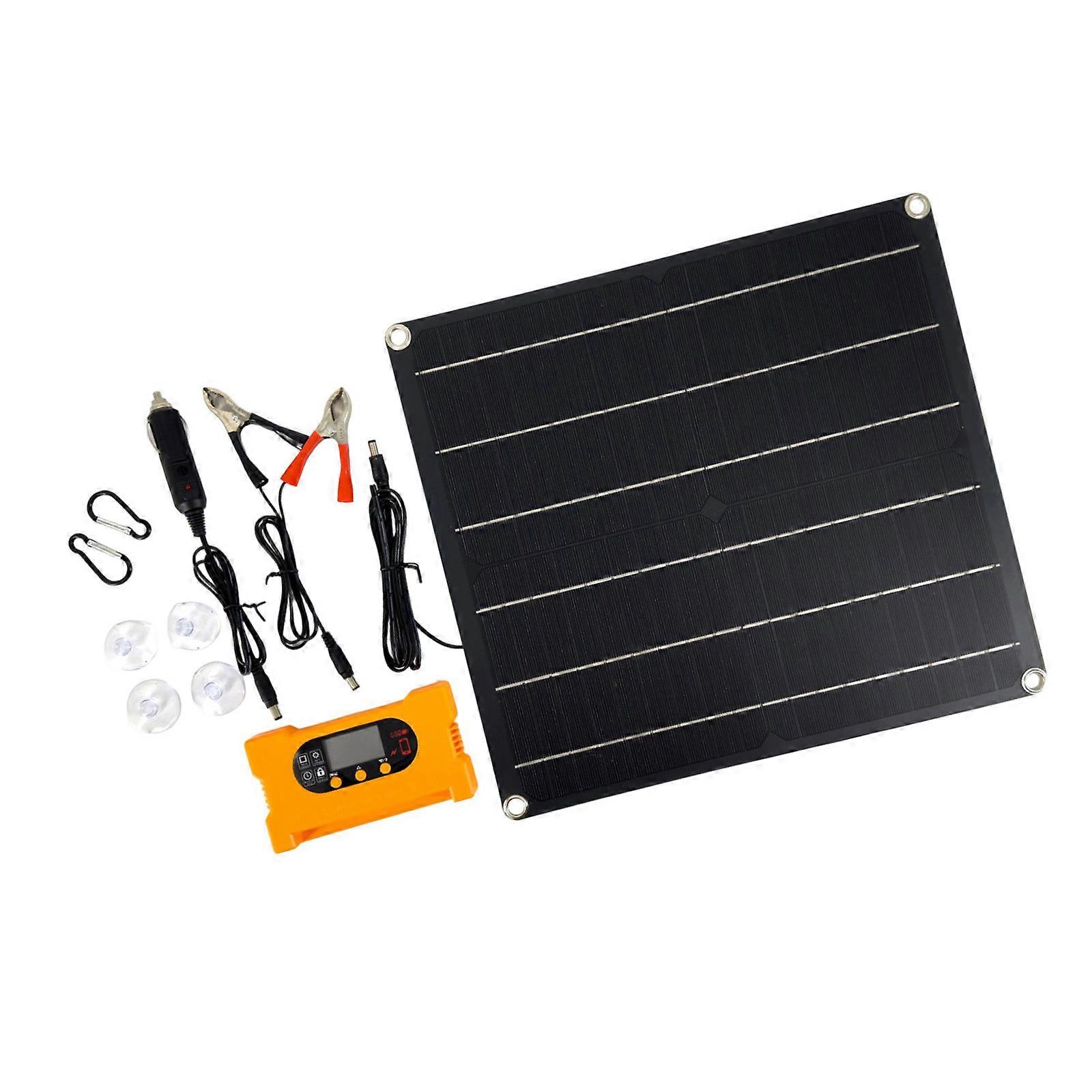 Flexible Monocrystalline Solar Panel 25W 18V Battery Unfettered Drive Solar Panel with Charging Controller Multicolor