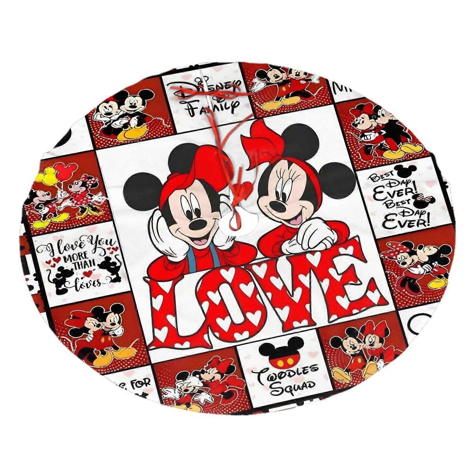 Mickey Mouse Christmas Tree Skirt, Soft And Funny Merry Christmas Tree Collar Farmhouse Xmas Holiday Decoration 48"