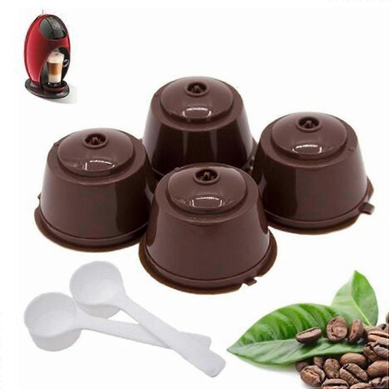 4pcs Dolce Gusto Refillable Reusable Coffee Capsules Cup with 2 Coffee Spoons