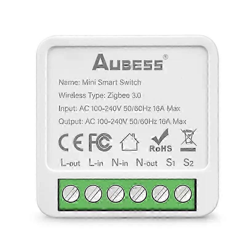AUBESS Tuya Wifi / Zigbee 16A Mini Smart Switch 1/2/3/4 Gang Support 2-way Control For Smart Life Alexa Google Home Yandex Alice_li