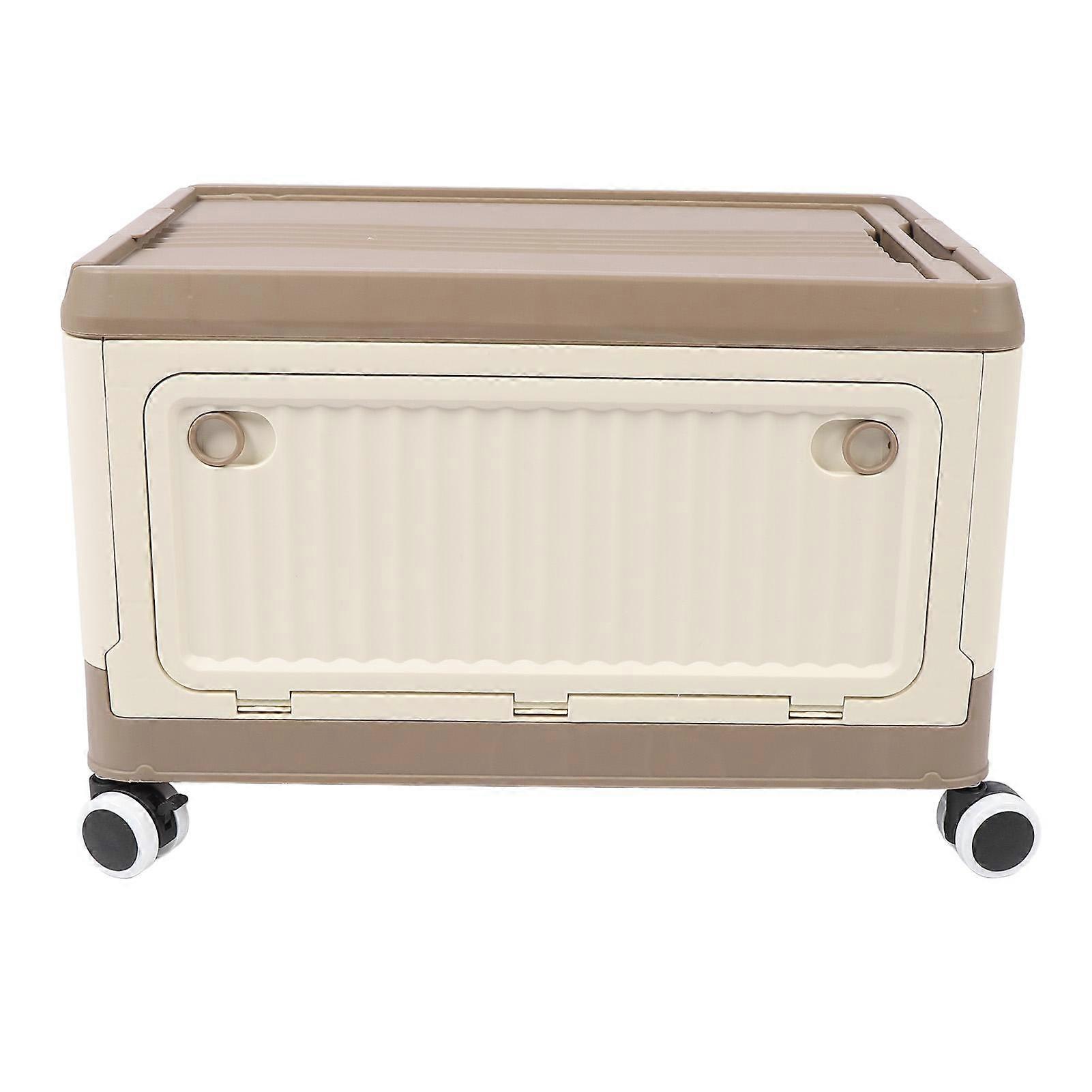 Folding Storage Bin with Lid Wheels PP Stackable Rolling Utility Storage Box Container with Handle