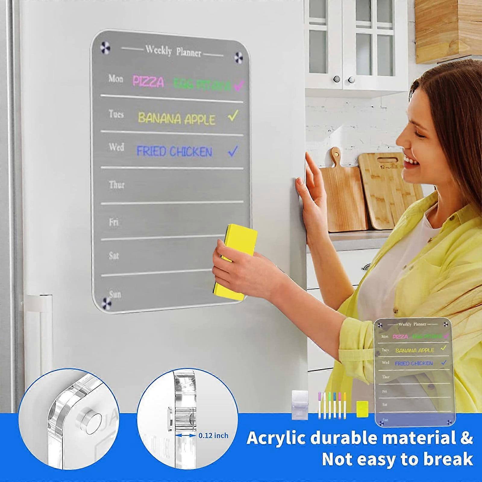 Fankiway Acrylic Dry Wipe Board, Writing & Message Board, Transparent Calendar Plan Display, Refrigerator Note Board, Household Essentials