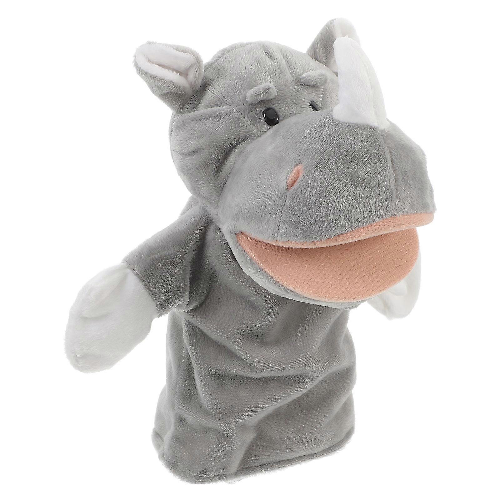 Animal Hand Puppet Rhino Plush for Story Telling Interactive Toy
